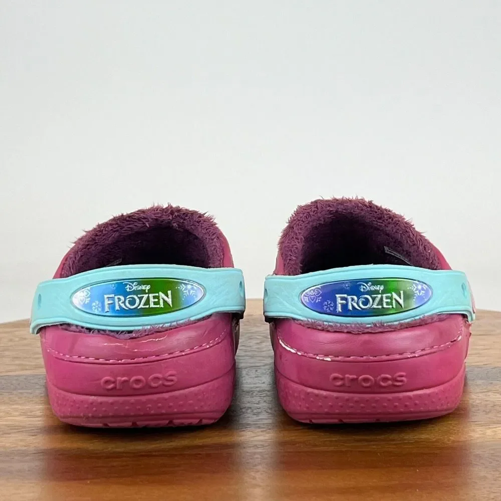 Kids Childrens‎ Frozen Purple Lined Slip On Shoes Clogs Sandals Size 1 Y GUC